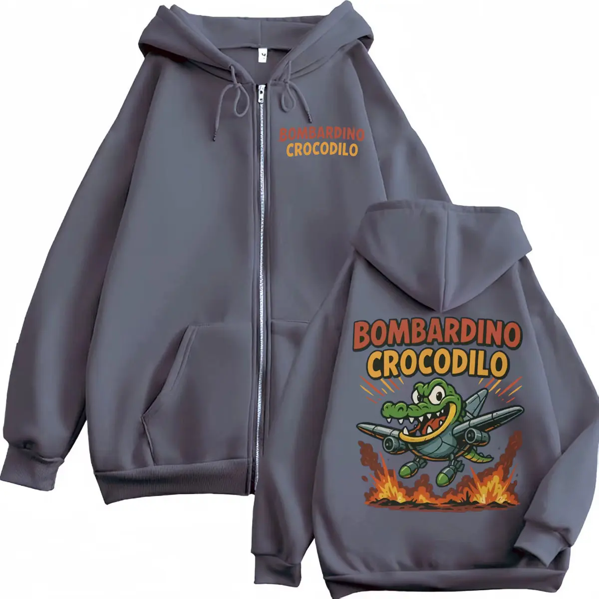 Italian Brainrot Funny Bombardino Crocodilo Meme Hoodies Fashion Cartoon Hooded Sweatshirts Men Women Y2k Oversized Pullovers