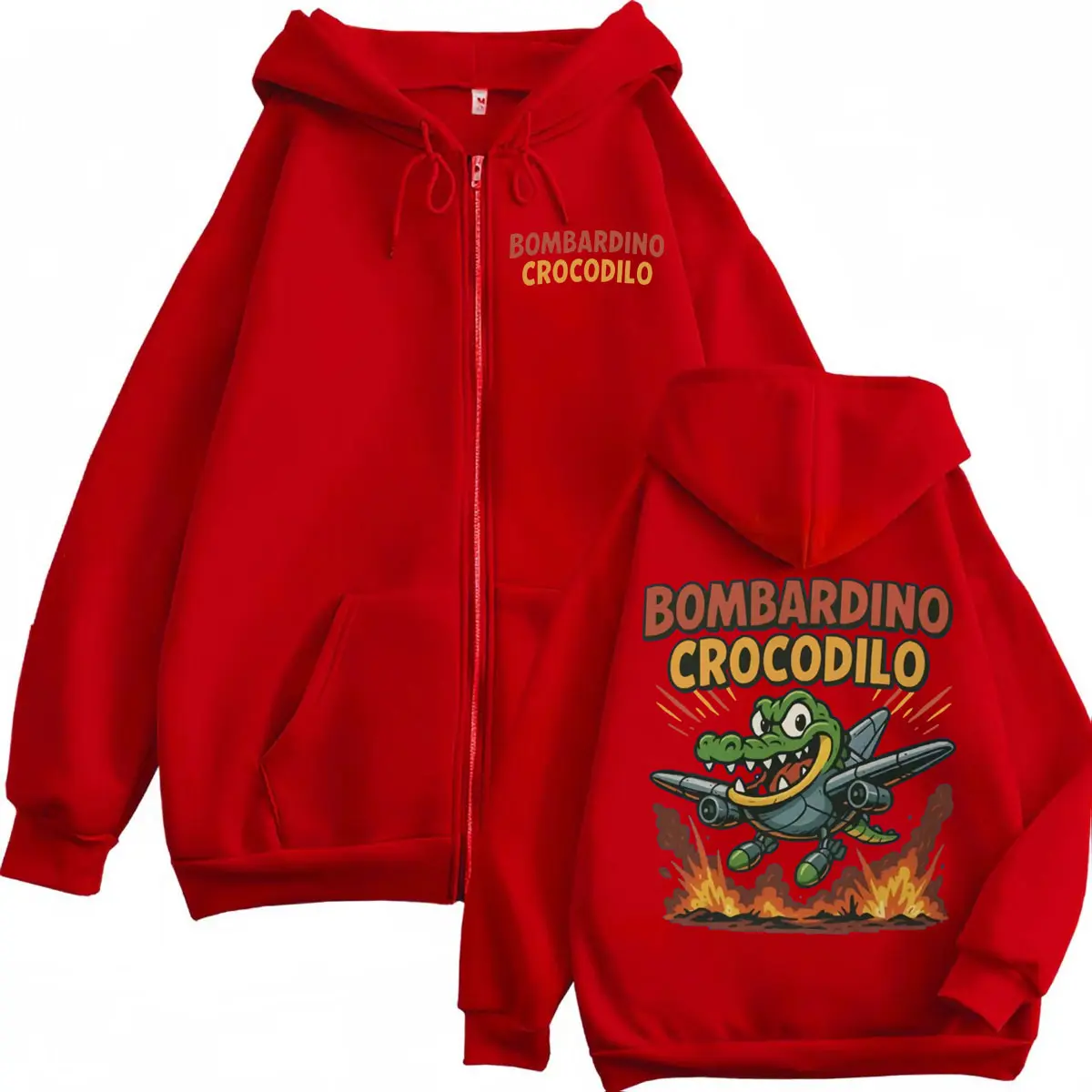 Italian Brainrot Funny Bombardino Crocodilo Meme Hoodies Fashion Cartoon Hooded Sweatshirts Men Women Y2k Oversized Pullovers