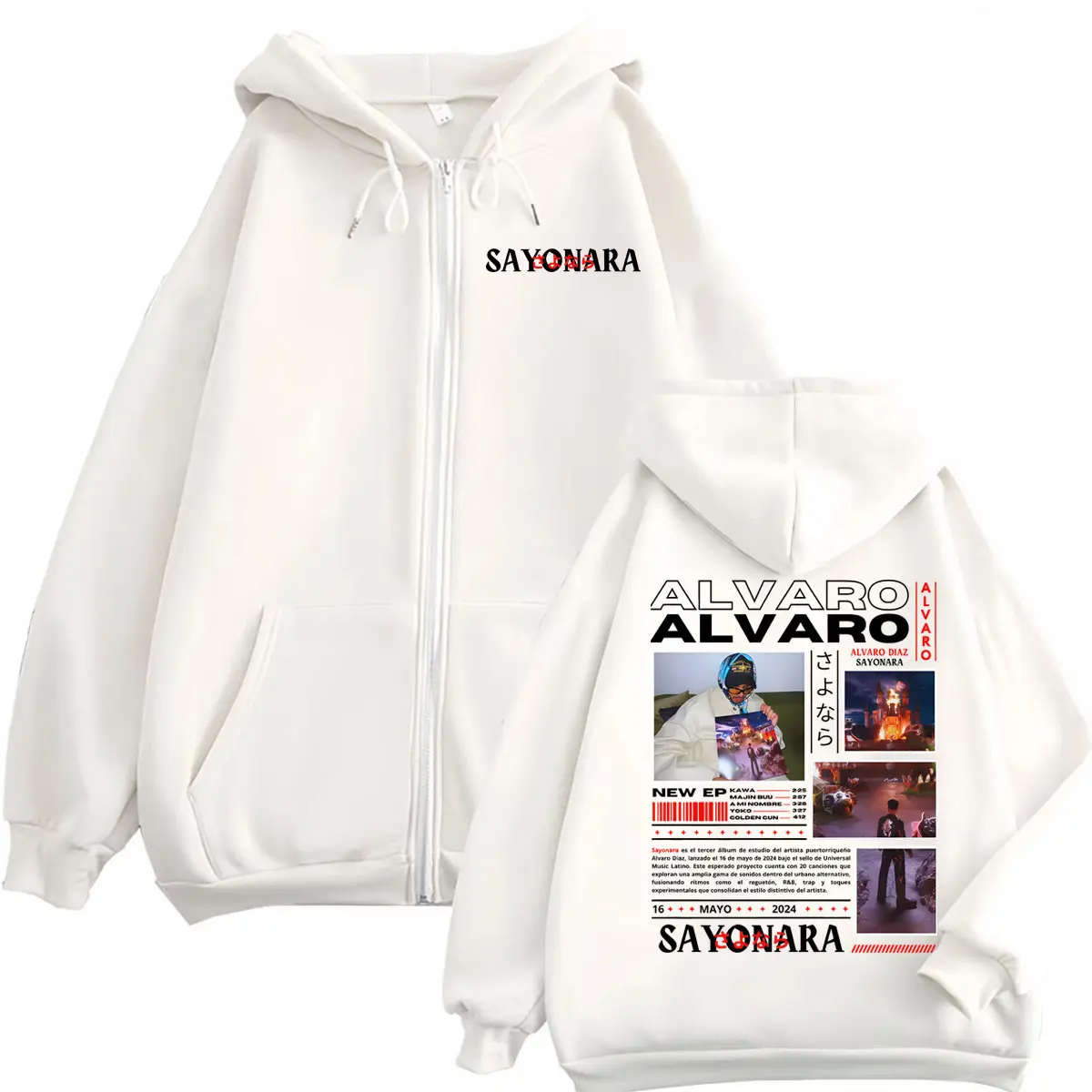 Rapper Alvaro Diaz Sayonara Album Zipper Hoodies Hip Hop Vintage Zip Up Sweatshirts Men Women Fashion Y2k Oversized Pullovers
