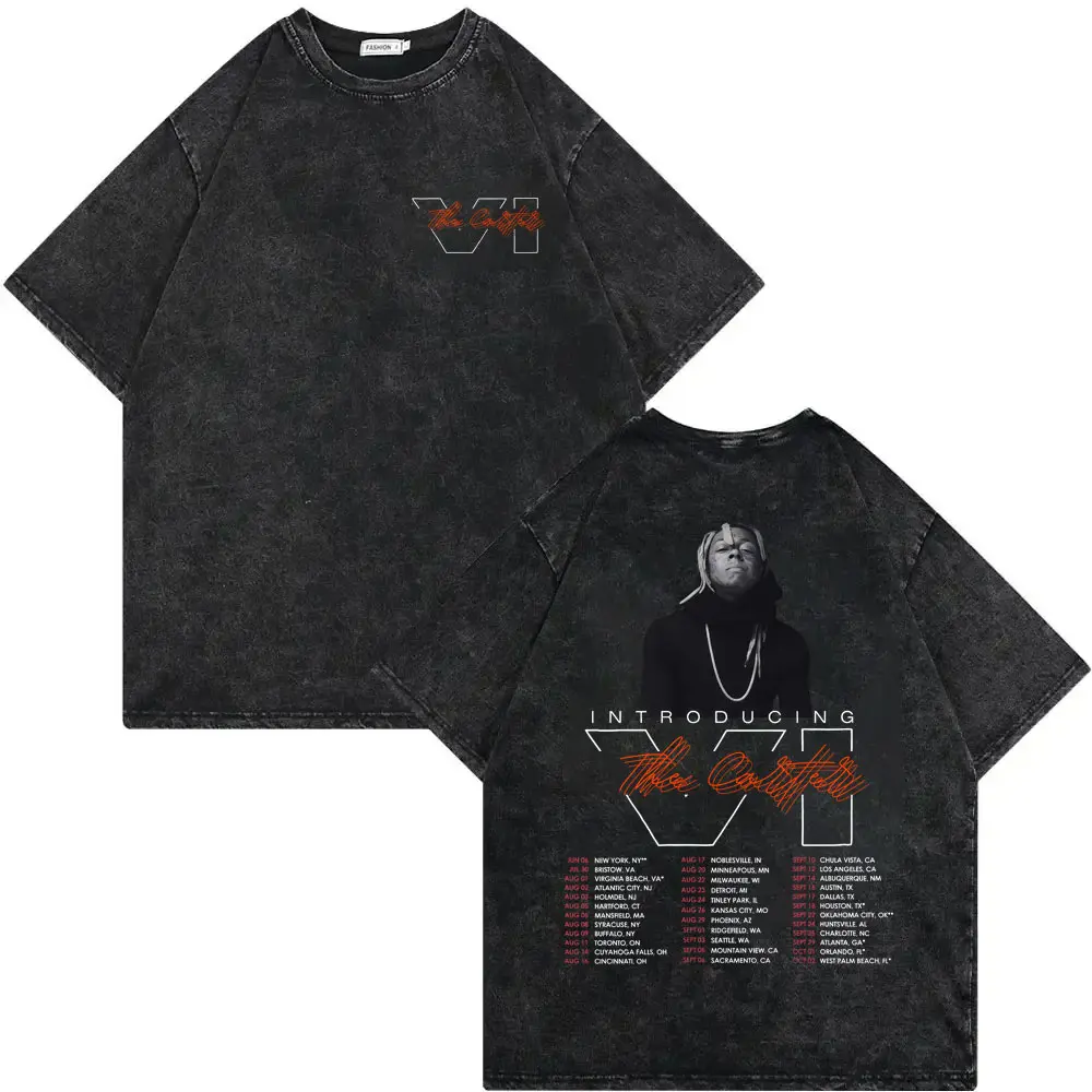 Rapper Lil Wayne Album Merch T-shirts Tha Carter VI Tour 2025 Vintage Washed T-shirt Men Women Clothing Fashion Hip Hop T Shirts