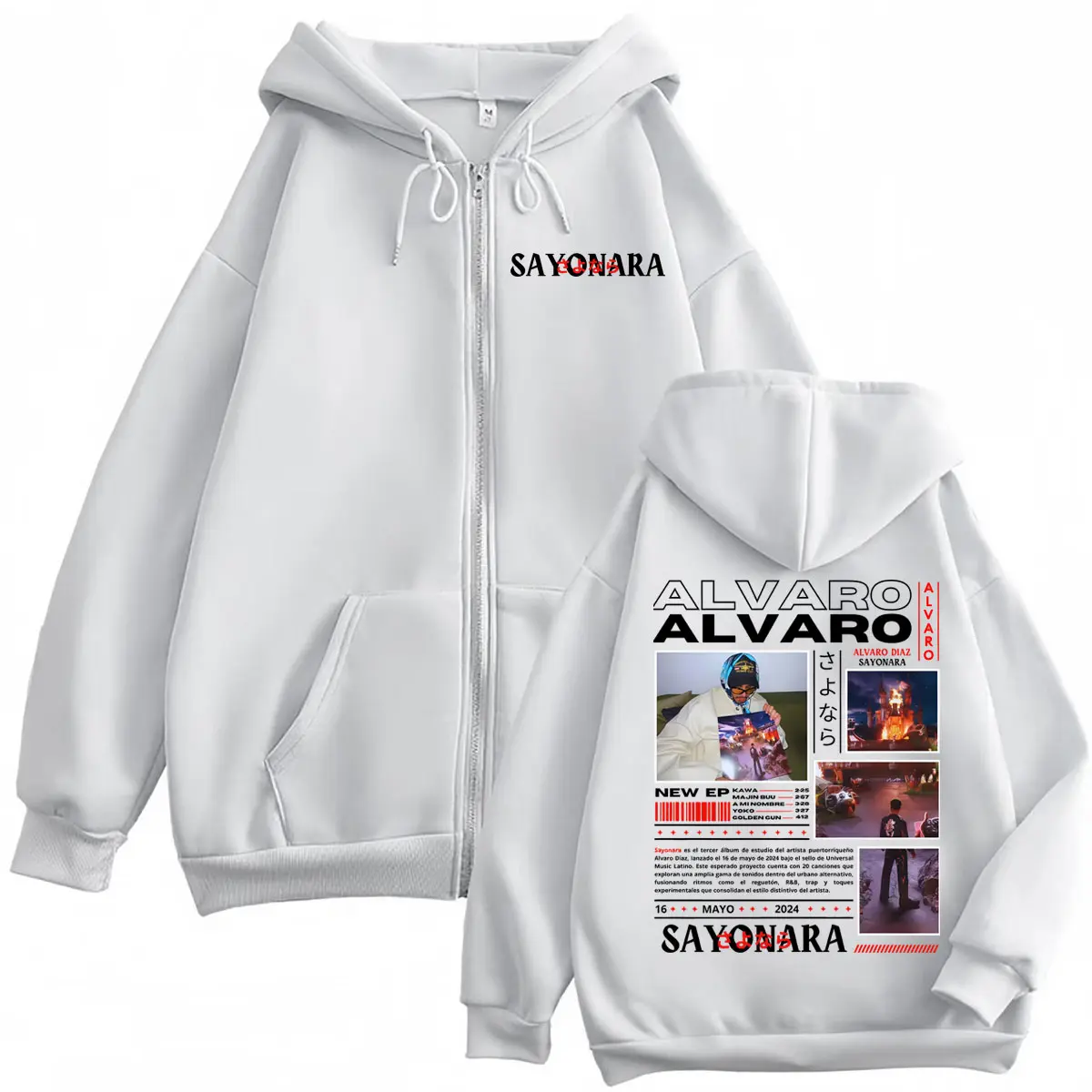 Rapper Alvaro Diaz Sayonara Album Zipper Hoodies Hip Hop Vintage Zip Up Sweatshirts Men Women Fashion Y2k Oversized Pullovers