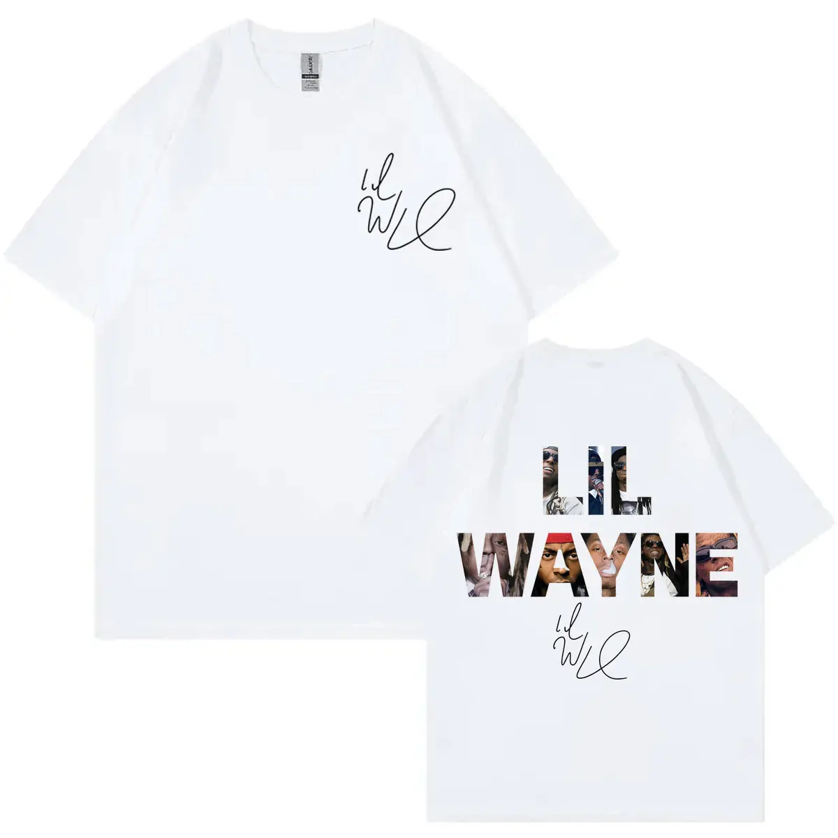 Rapper Lil Wayne Double Sided Print T-shirts Men Women Fashion Hip Hop Short Sleeve T-shirt Summer Casual Loose Cotton T Shirt