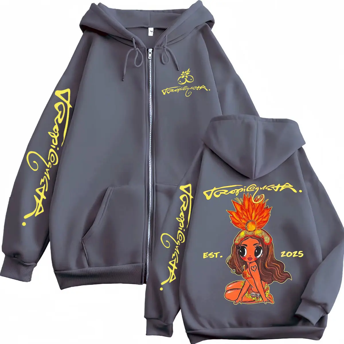Singer Karol G Tropicoqueta 2025 New Album Zipper Hoodies Men Women Clothing Y2k Zip Up Sweatshirts Fashion Aesthetic Pullovers