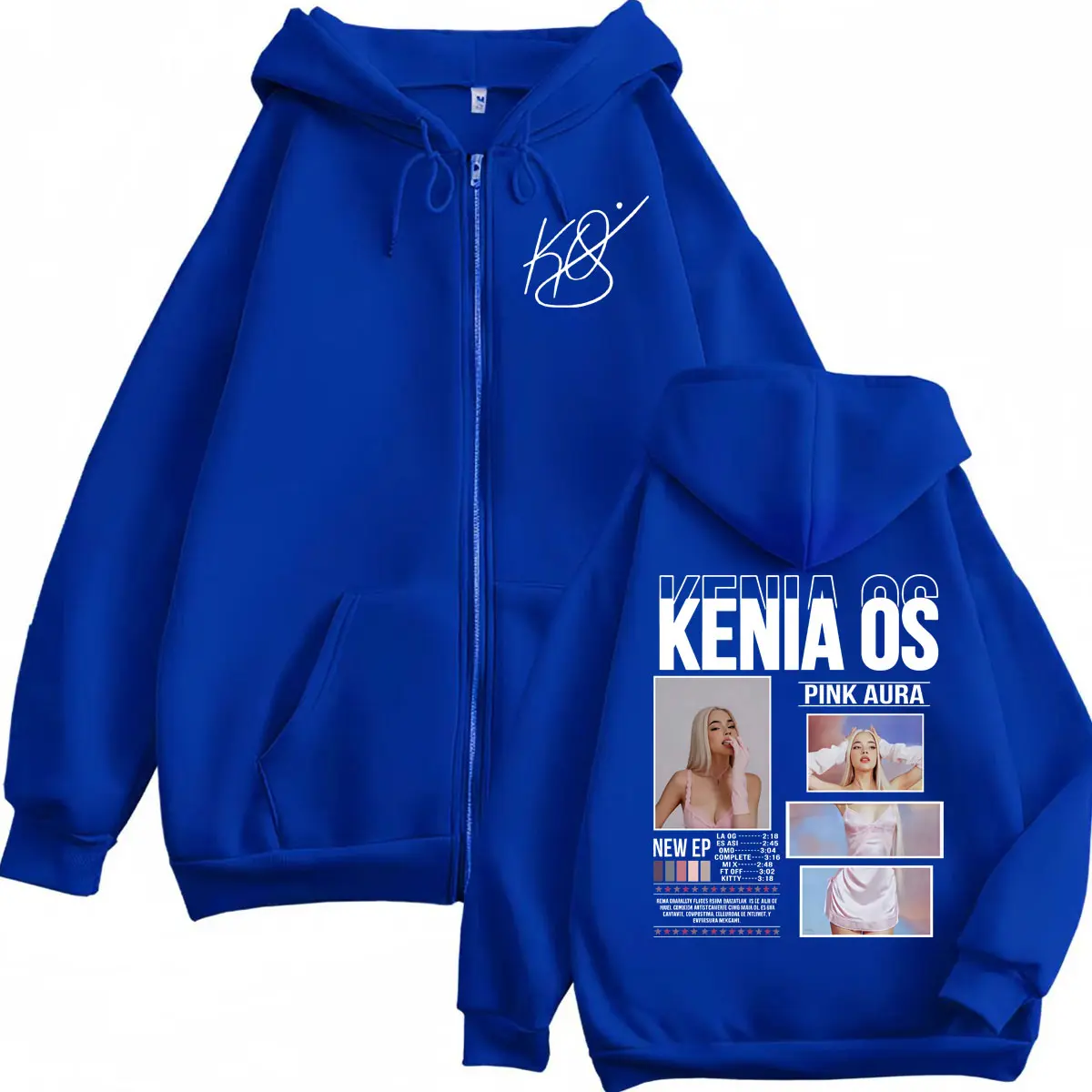 Kenia Os Pink Aura Double Sided Print Zipper Hoodie Men Women Clothing Fashion Hip Hop Zip Up Pullovers Casual Loose Sweatshirts