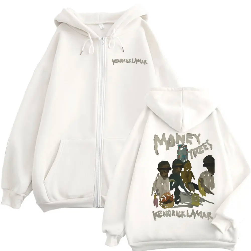 Rapper Kendrick Lamar Good Kid Money Trees Graphic Zipper Hoodie Hip Hop Vintage Zip Up Sweatshirts Unisex Fashion Y2k Pullovers