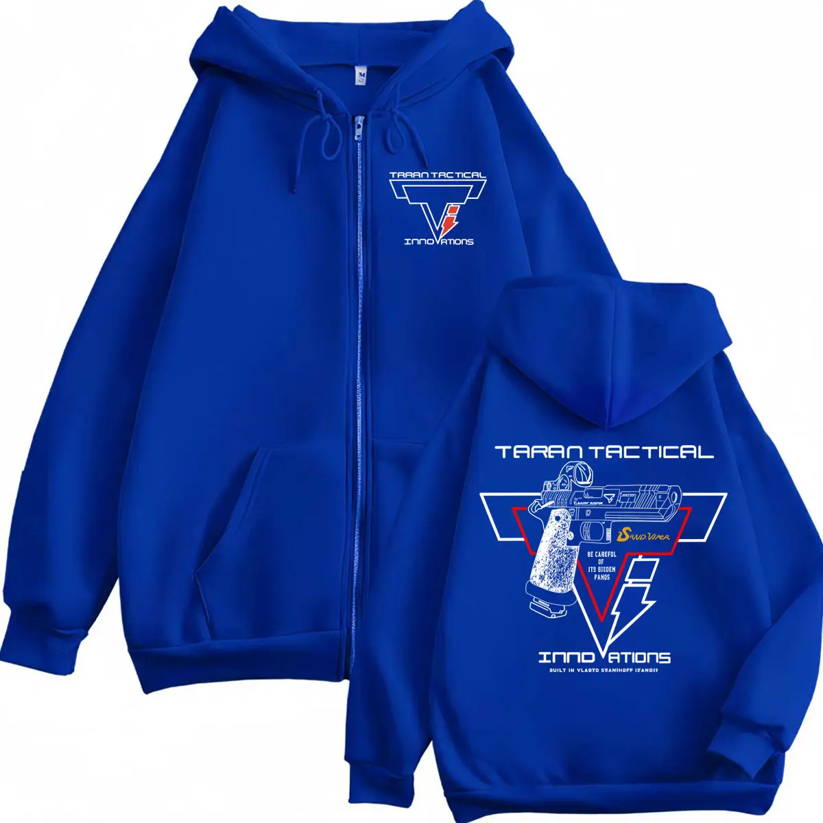 Taran Tactical Pistol Print Zipper Hoodie High Quality Fashion Zip Up Hooded Sweatshirts Men Women Casual Oversized Pullovers