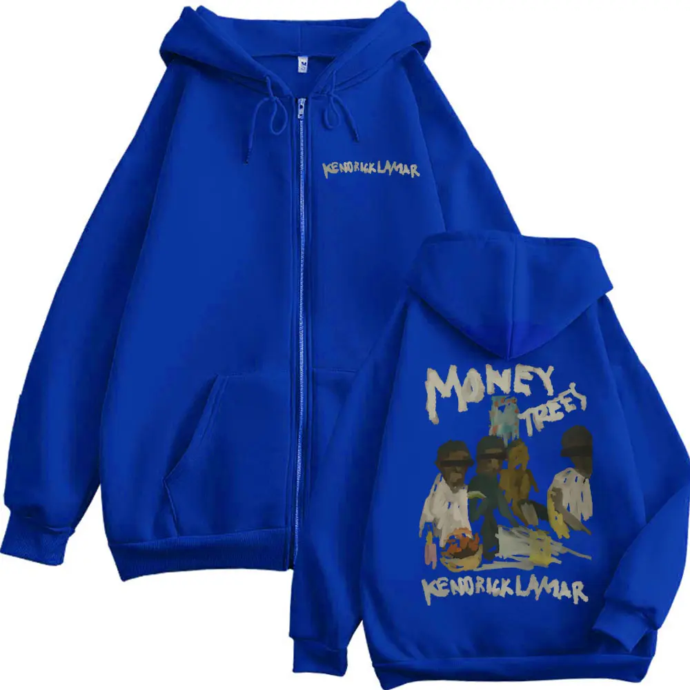 Rapper Kendrick Lamar Good Kid Money Trees Graphic Zipper Hoodie Hip Hop Vintage Zip Up Sweatshirts Unisex Fashion Y2k Pullovers