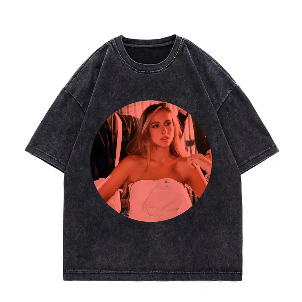Singer Tate McRae Miss Possessive Tour 2025 T-shirt Men Women Harajuku Vintage Washed T-shirts Casual Fashion Oversized T Shirts