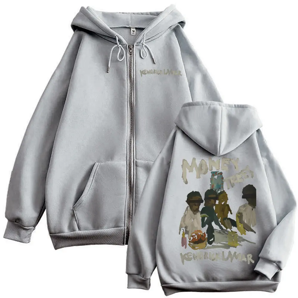 Rapper Kendrick Lamar Good Kid Money Trees Graphic Zipper Hoodie Hip Hop Vintage Zip Up Sweatshirts Unisex Fashion Y2k Pullovers