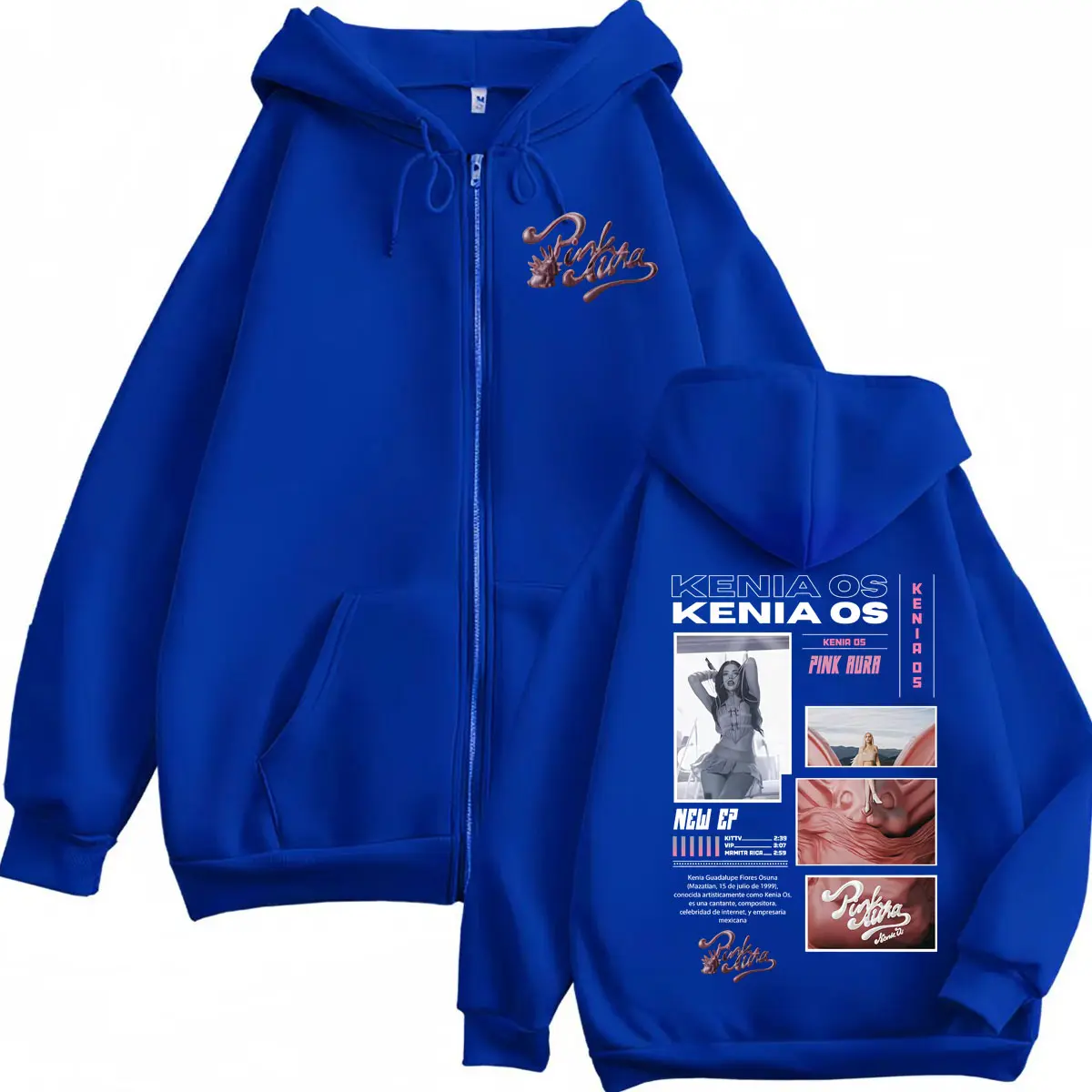 Kenia Os Pink Aura Graphic Zipper Hoodie High Quality Fashion Pop Music Zip Up Pullovers Men Women Oversized Fleece Sweatshirts