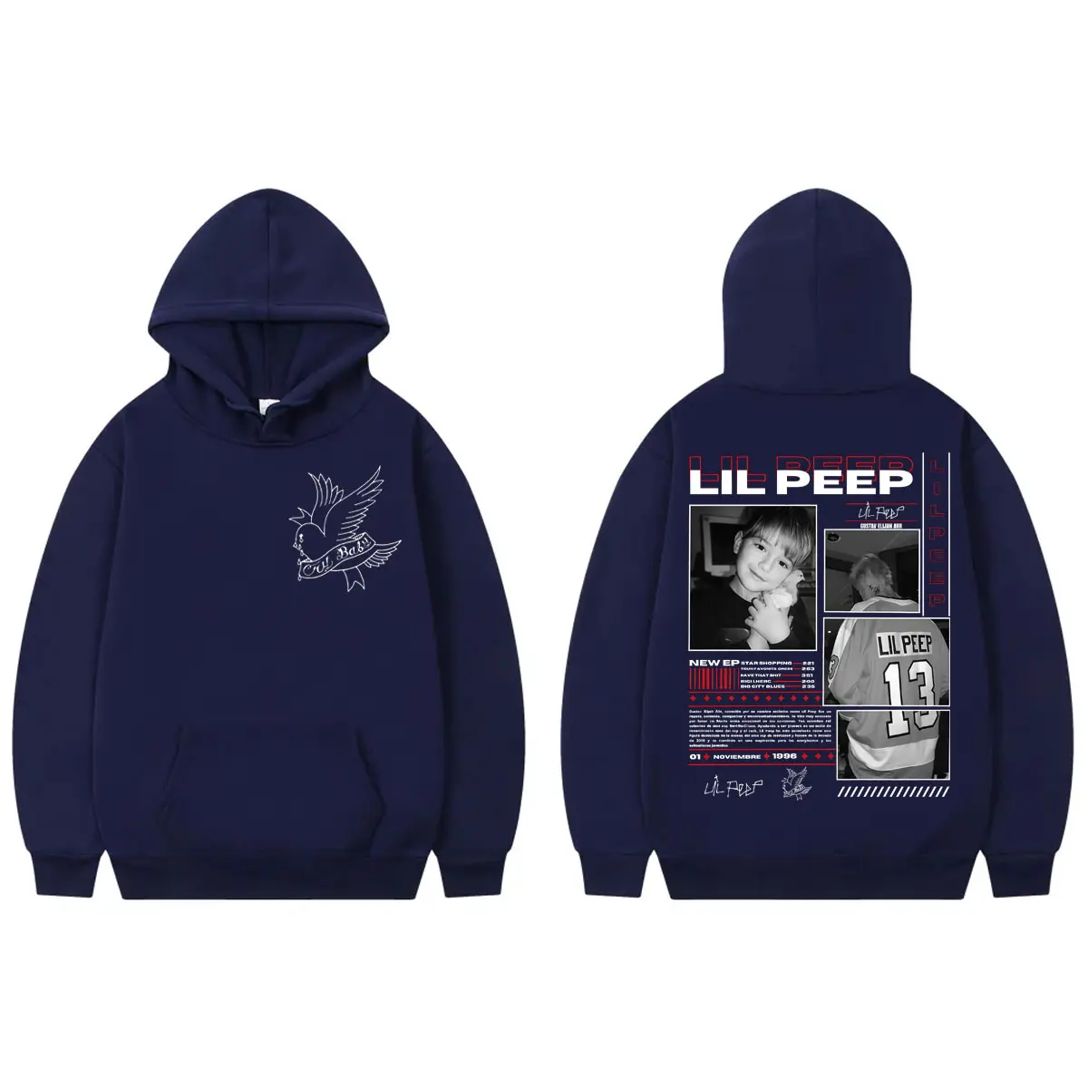 Hot Sale Rapper Lil Peep Merch Hoodie Hip Hop Vintage Hooded Sweatshirts Men's Women's High Quality Fashion Oversized Pullovers