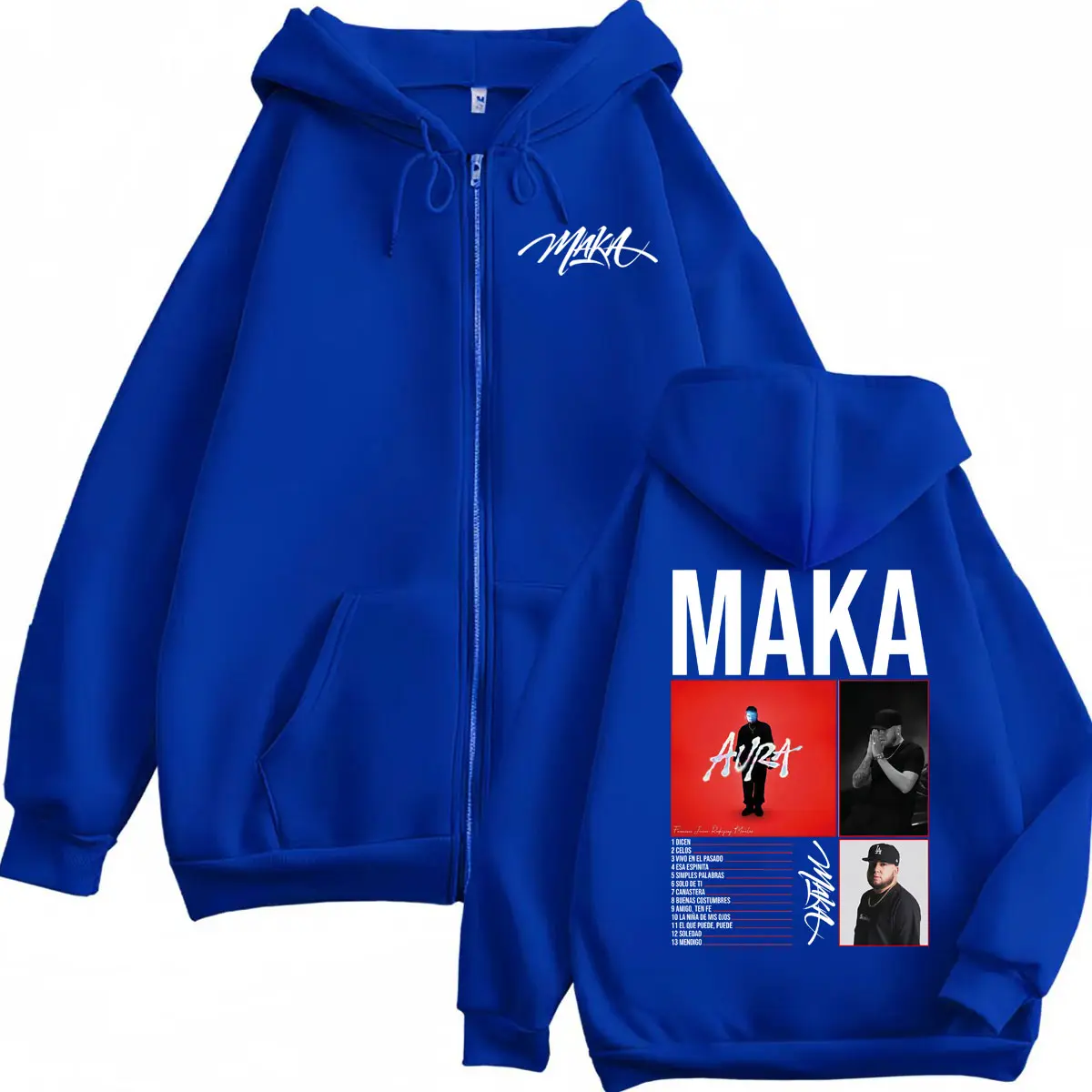 Rapper Maka Aura Tour 2025 Zipper Hoodies Fashion Hip Hop Zip Up Hooded Sweatshirts Men's Women's Harajuku Pop Music Pullovers