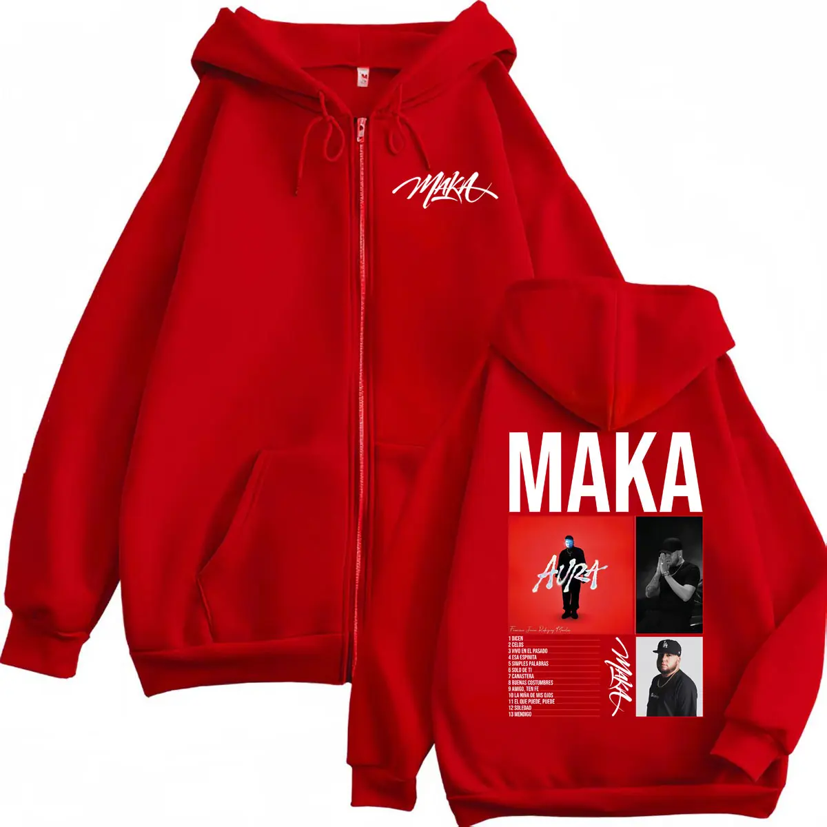 Rapper Maka Aura Tour 2025 Zipper Hoodies Fashion Hip Hop Zip Up Hooded Sweatshirts Men's Women's Harajuku Pop Music Pullovers