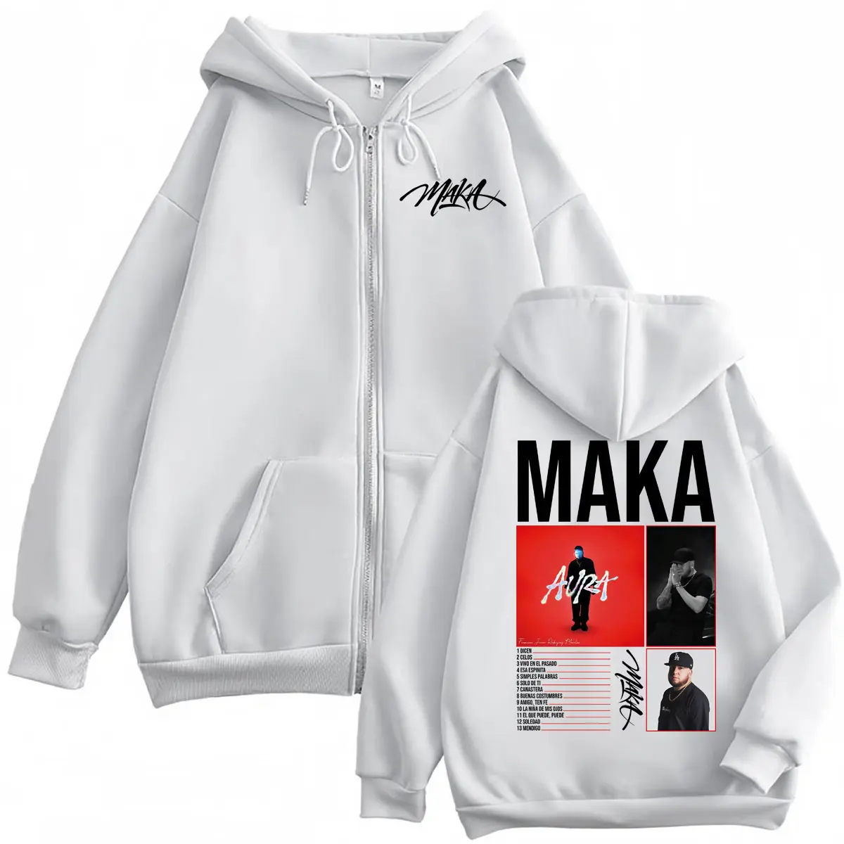 Rapper Maka Aura Tour 2025 Zipper Hoodies Fashion Hip Hop Zip Up Hooded Sweatshirts Men's Women's Harajuku Pop Music Pullovers
