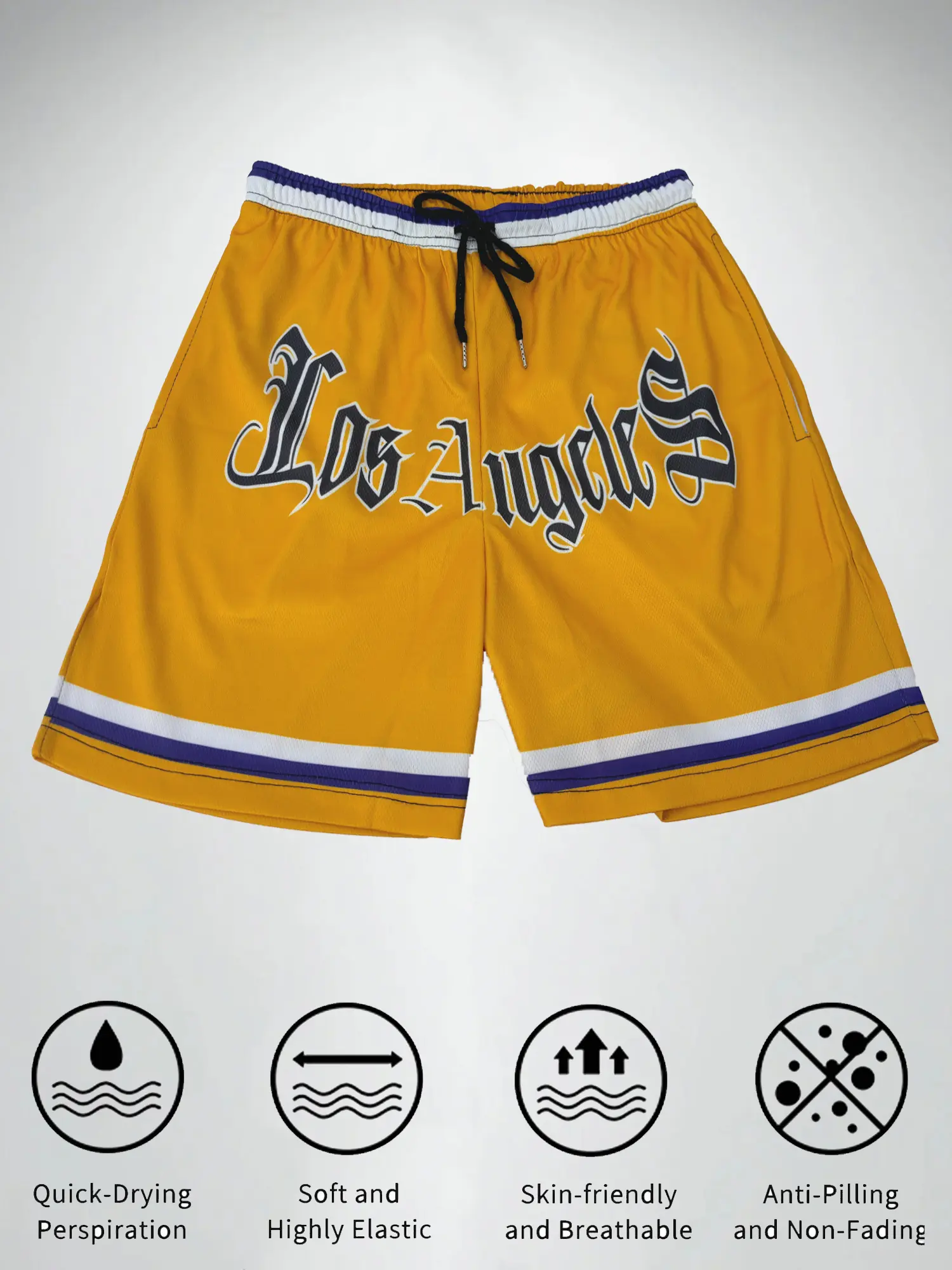 Men's Sports Basketball Los Angeles Printed Shorts Quick Dry Fitness Shorts Summer Fitness Running Casual Breathable Shorts Men