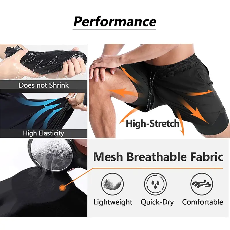 Men's Anime Shorts Print 2 In 1 Bilayer Sport Shorts Quick Dry Running Summer Jogging Performance Shorts Casual