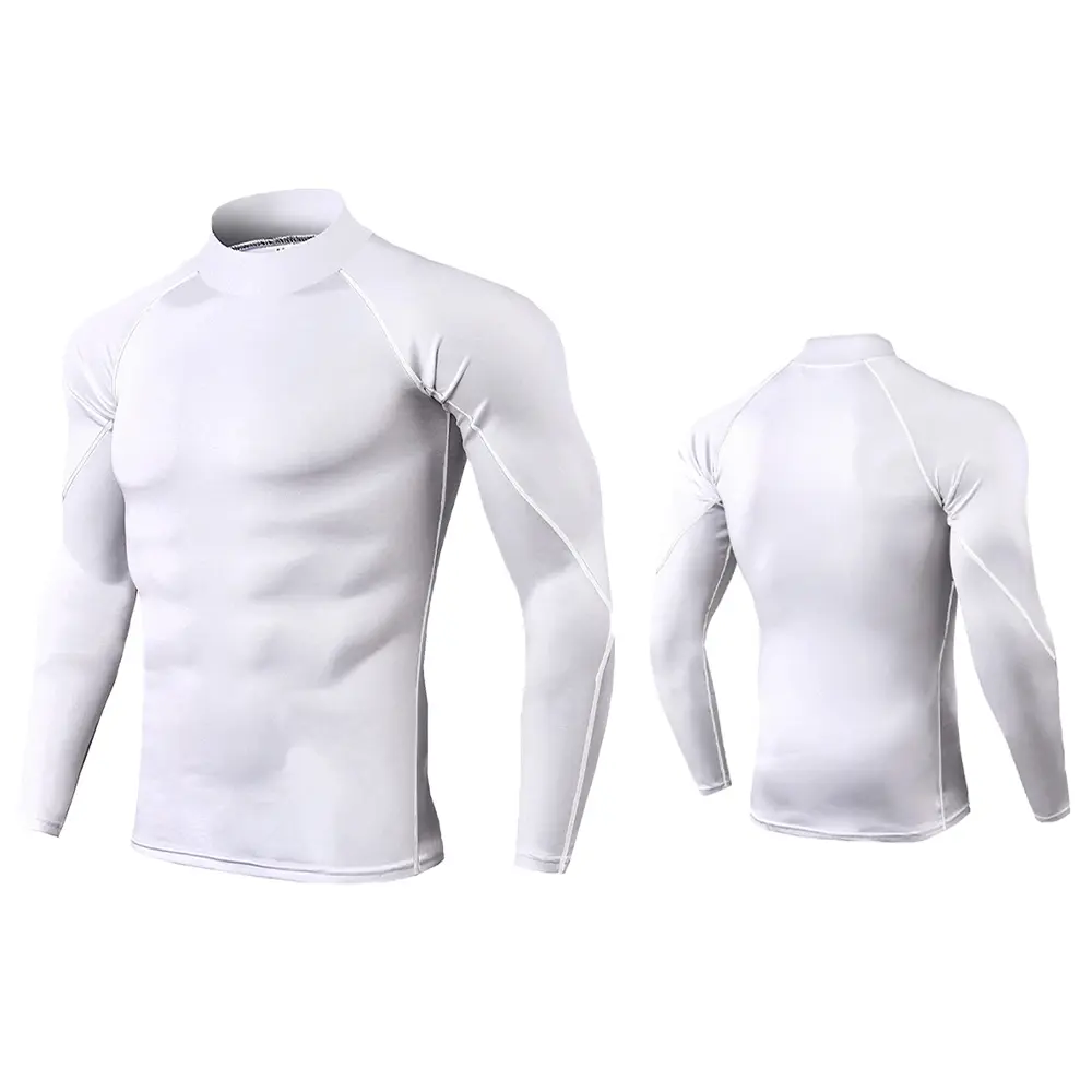 Men's Turtleneck Compression Long Sleeved Sports Fitness Tight T-shirt Running Casual Quick dry Long-Sleeved Spring and Autumn