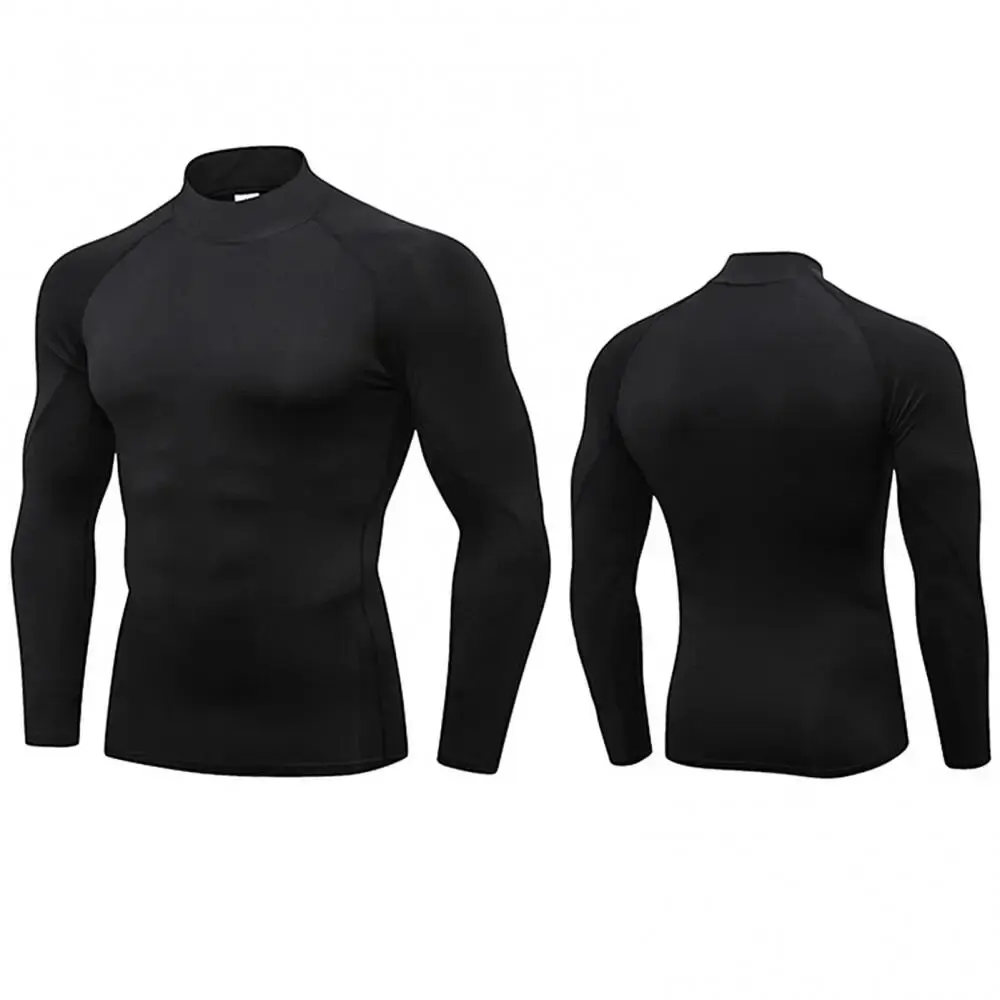Men's Turtleneck Compression Long Sleeved Sports Fitness Tight T-shirt Running Casual Quick dry Long-Sleeved Spring and Autumn
