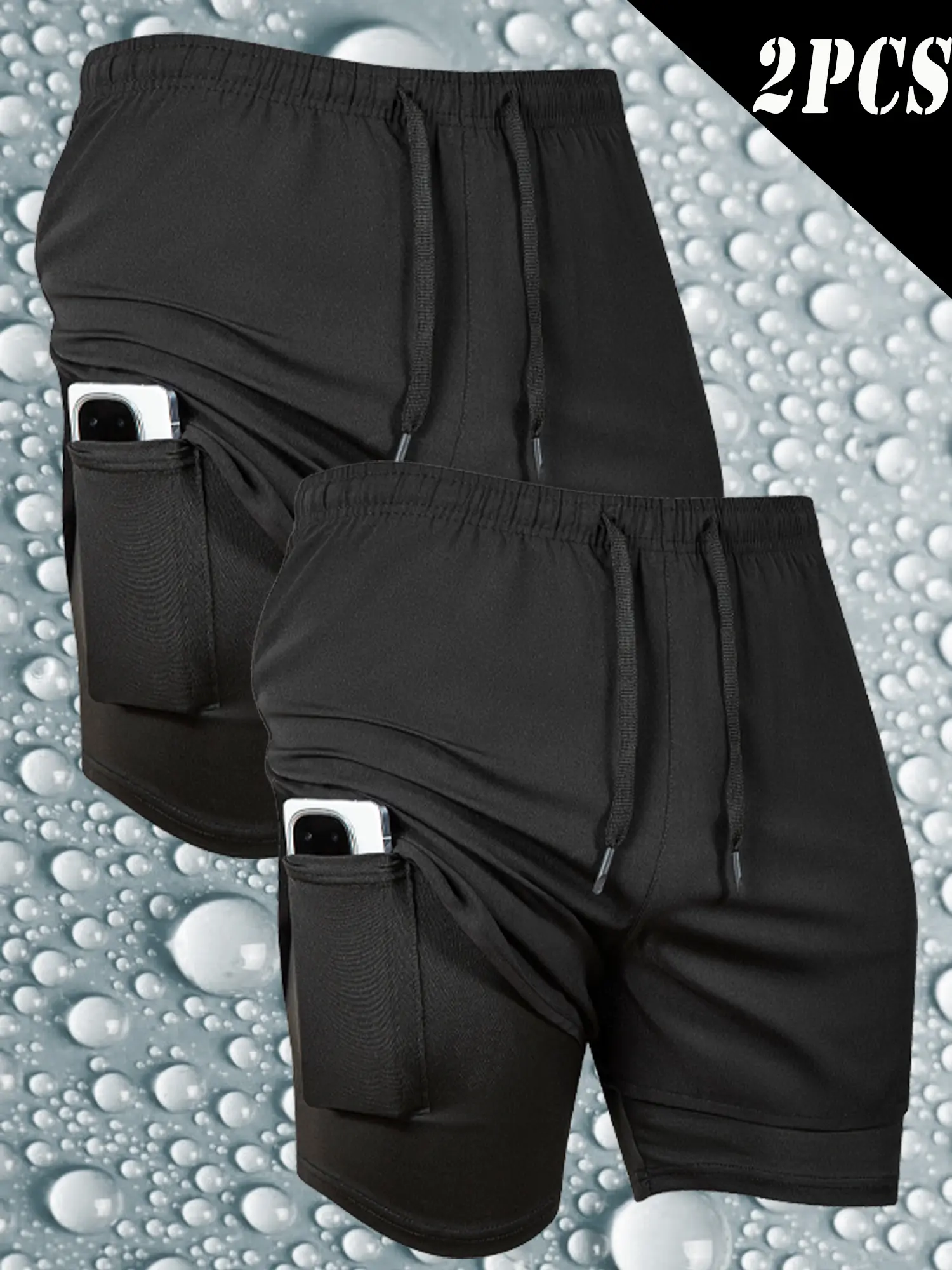 Men's casual fitness outdoor sports double-layer shorts two-piece quick-drying breathable