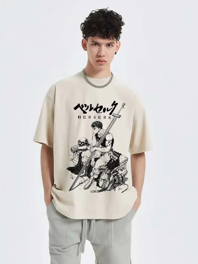 Men's T-shirts 100% cotton anime print gothic harajuku casual t-shirts men's summer retro fashion tops high quality t-shirts