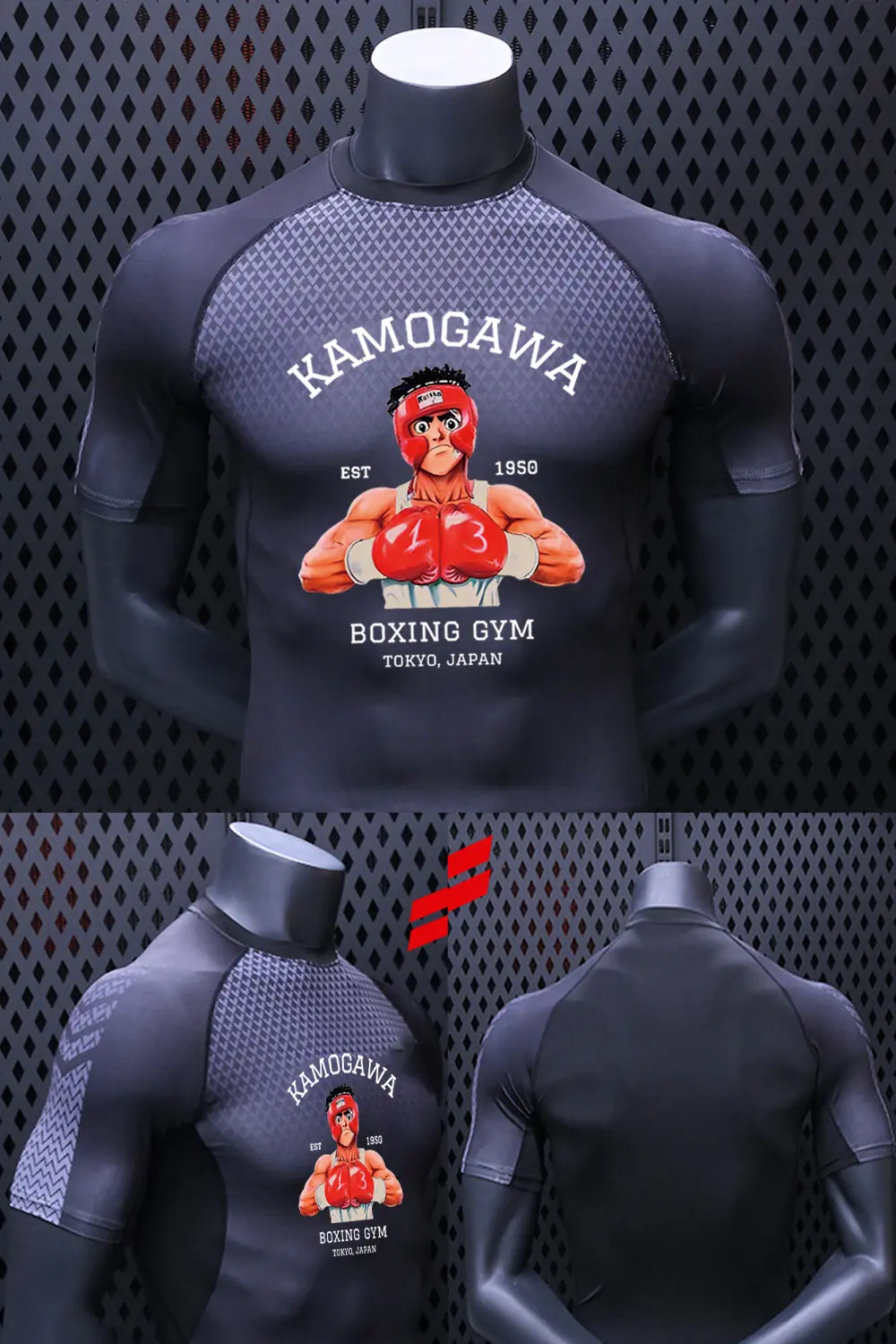 IPPO Anime Compression Shirt Men Boxing Summer Gothic Quick Dry Gym Shirt Sport Running TShirt Short Sleeve Rashgard Tops Tee
