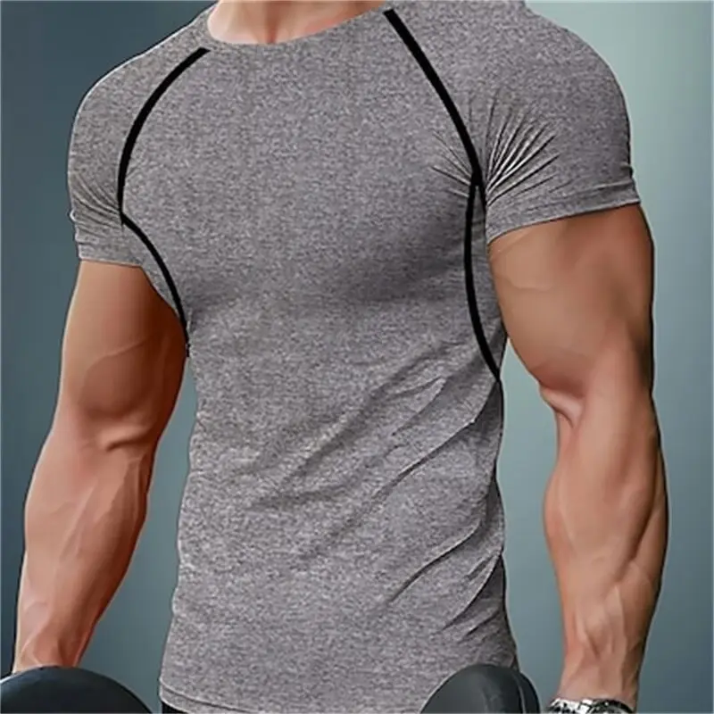 Men's Tight Dry Tshirt Muscle Moisture Wicking Gym Tshirts Fitness Sportswear Casual Holiday Short Sleeve Clothing Apparel