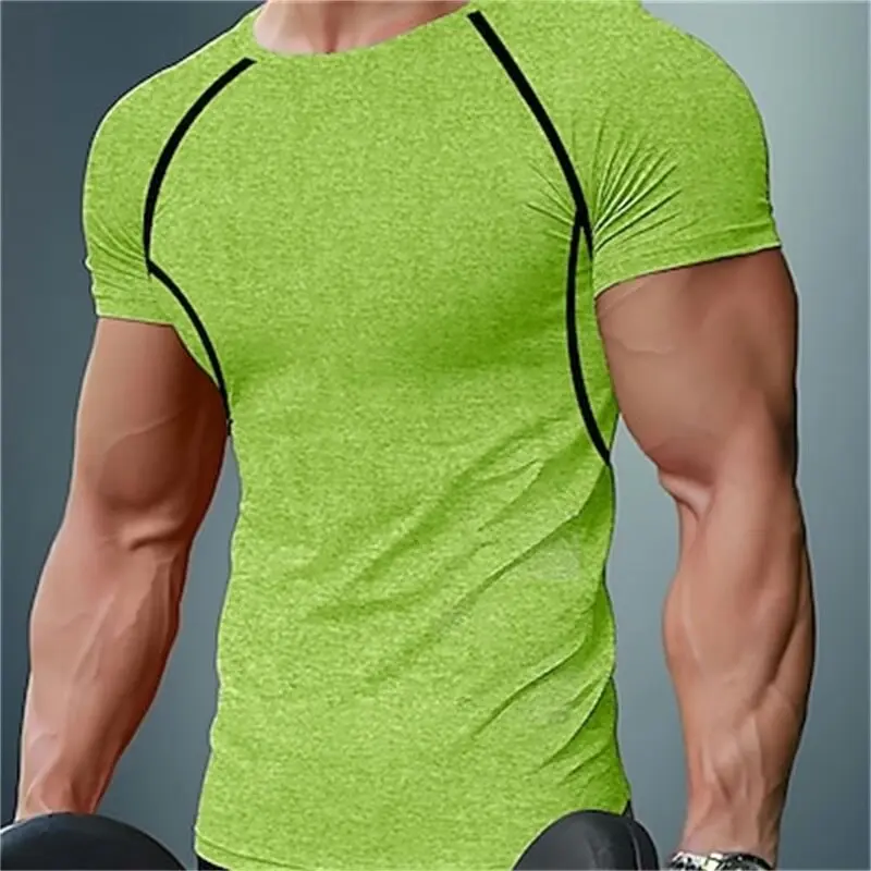 Men's Tight Dry Tshirt Muscle Moisture Wicking Gym Tshirts Fitness Sportswear Casual Holiday Short Sleeve Clothing Apparel