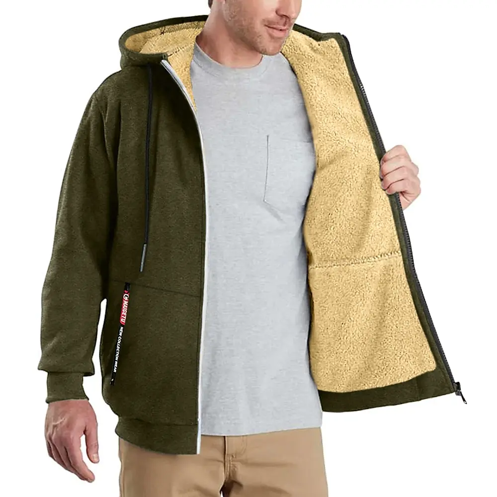 Men's Hoodie Full Zip Hoodie Fleece Jacket Plain Sports & Outdoor Daily Holiday Vintage Streetwear Casual Winter