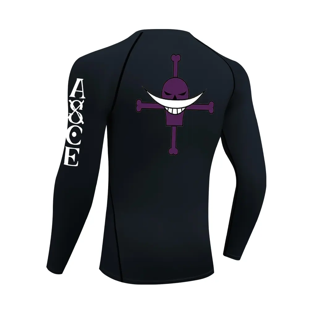 Men's Rash Guard Anime Manga Print Gym Compression Shirts Fitness Quick Dry Rashguard Sport Tops Tees Outdoor Summer SPF 60 Male