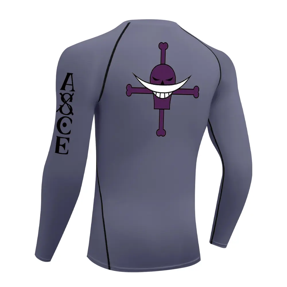 Men's Rash Guard Anime Manga Print Gym Compression Shirts Fitness Quick Dry Rashguard Sport Tops Tees Outdoor Summer SPF 60 Male