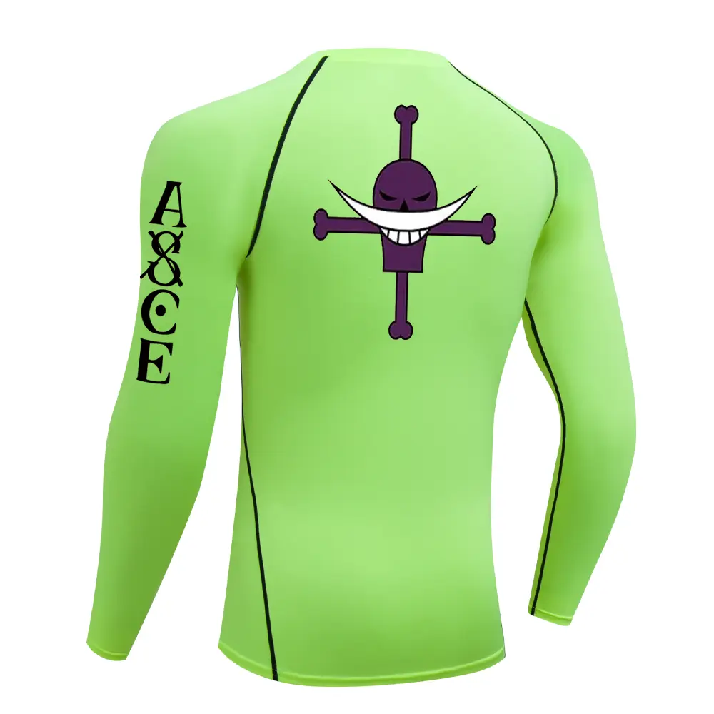 Men's Rash Guard Anime Manga Print Gym Compression Shirts Fitness Quick Dry Rashguard Sport Tops Tees Outdoor Summer SPF 60 Male