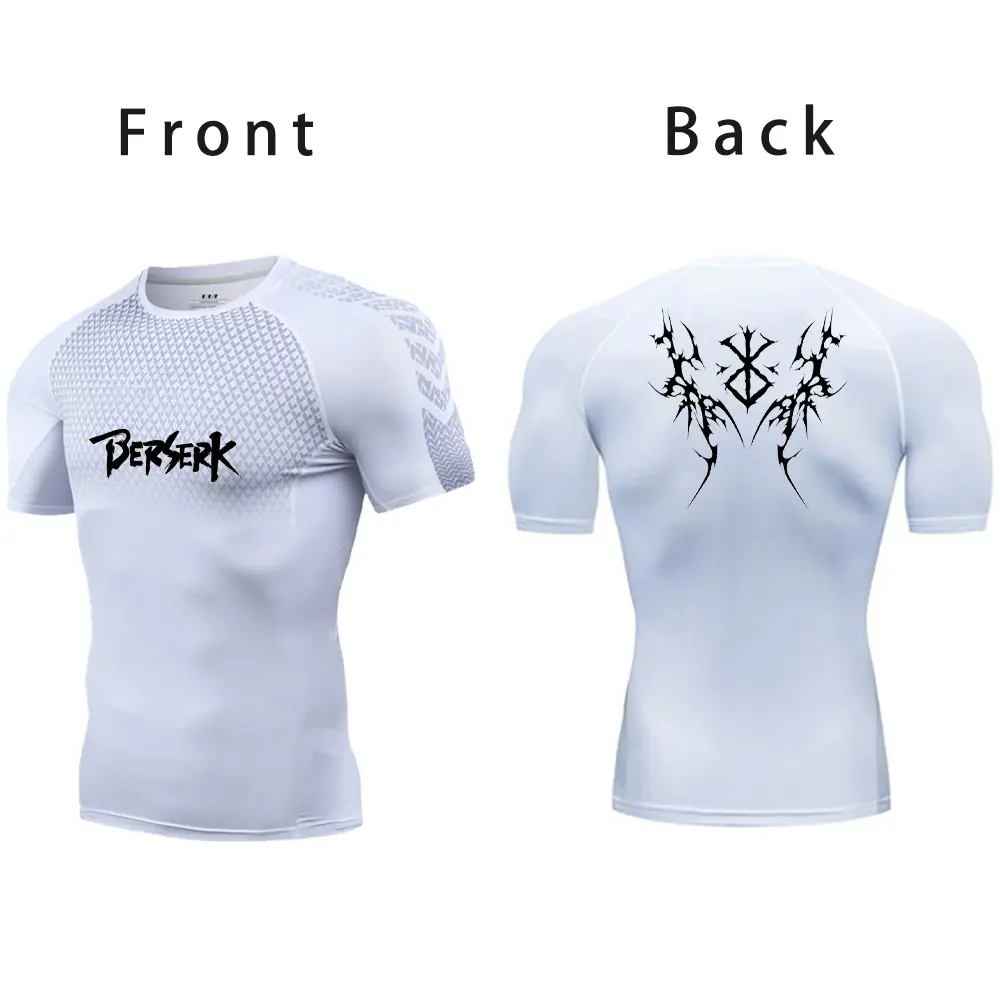 Berserk Anime Compression Shirts Men Fitness Summer Quick Dry Gothic Gym Shirt Sacrifice Print Athletics Tops Tight Elastic