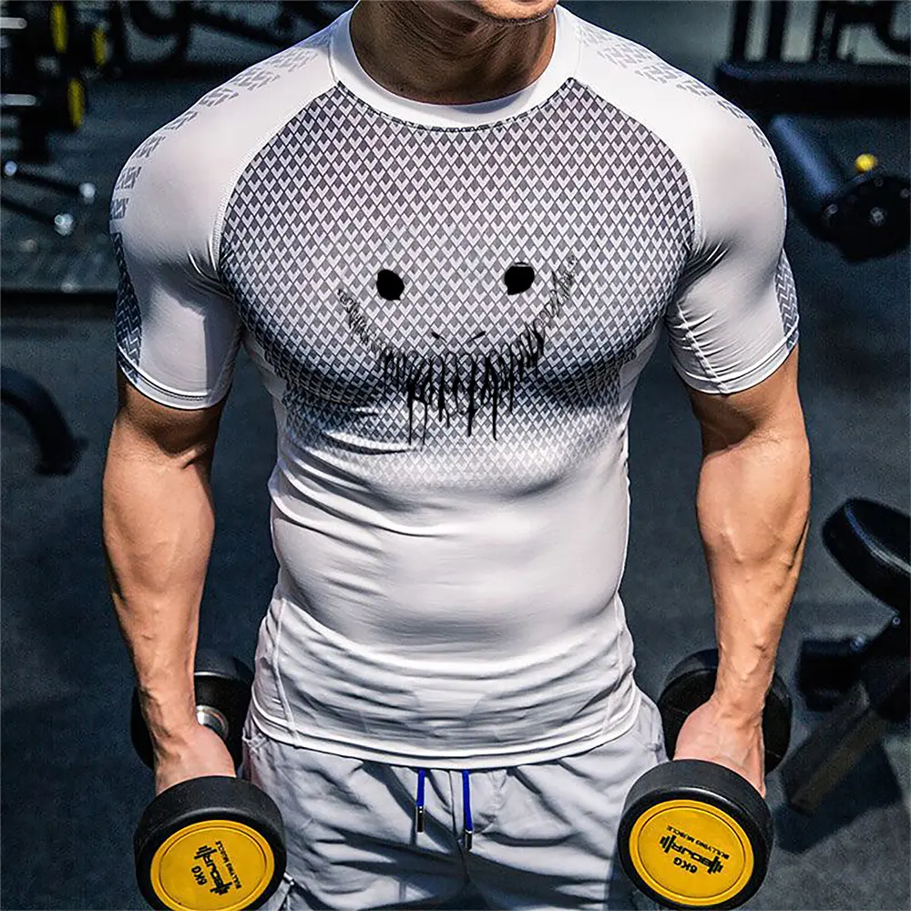 Berserk Anime Compression Shirts Men Fitness Summer Quick Dry Gothic Gym Shirt Sacrifice Print Athletics Tops Tight Elastic