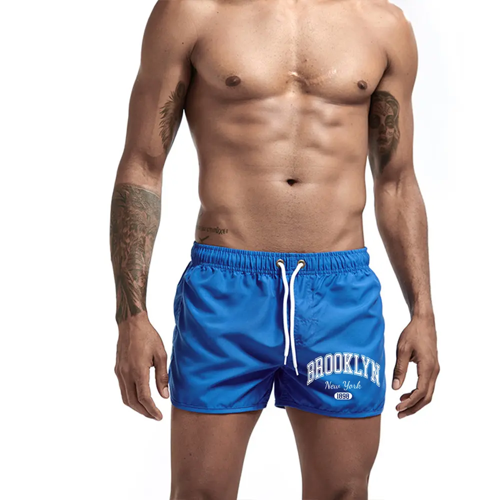 Men's Beach Shorts Printed Brooklyn Swim Trunks Quick Dry Swim Shorts for Men Swimming Surfing Beach Summer 13 Colors S-3XL