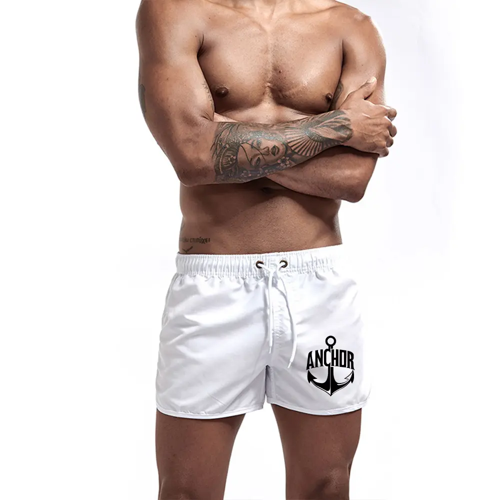 Men's Beach Shorts Anchor Print Swim Trunks Quick Dry Swim Shorts for Men Swimming Surfing Beach Summer 13 Colors S-3XL