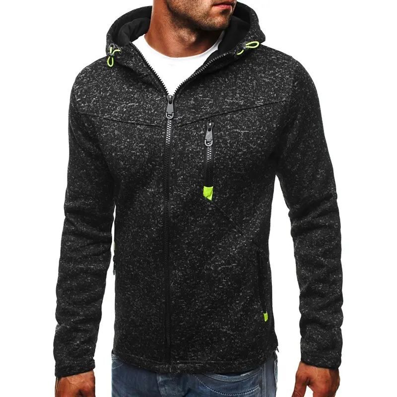 Men's Full Zip Hoodie Solid Color Zipper Hooded Daily Fitness Basic Thin Fleece Hoodies Sweatshirts Long Sleeve Blue Gray Black