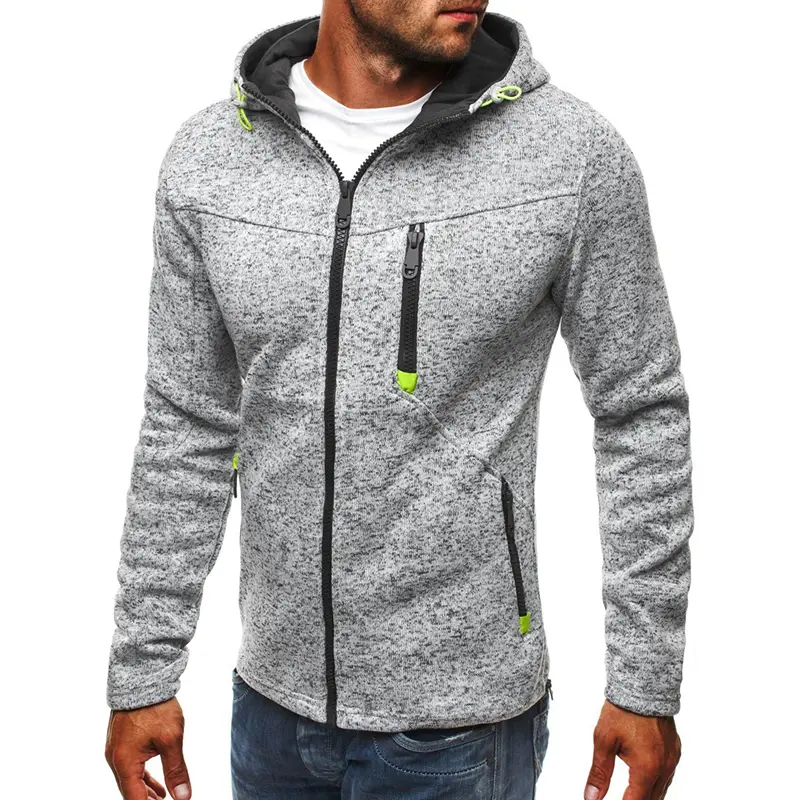 Men's Full Zip Hoodie Solid Color Zipper Hooded Daily Fitness Basic Thin Fleece Hoodies Sweatshirts Long Sleeve Blue Gray Black