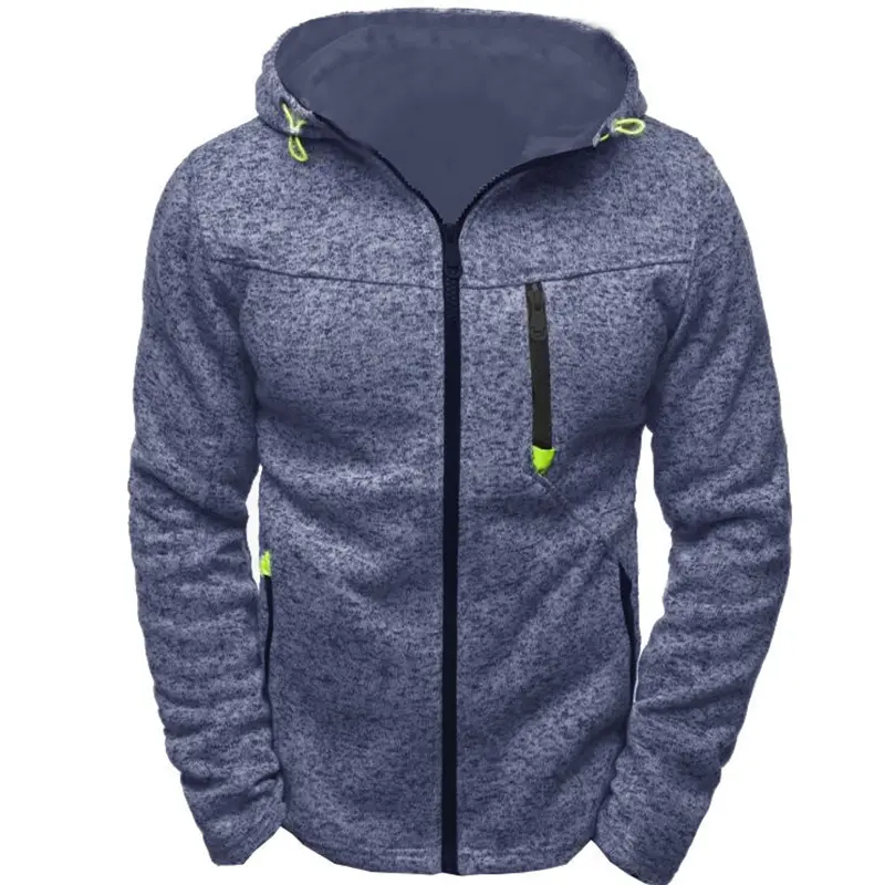 Men's Full Zip Hoodie Solid Color Zipper Hooded Daily Fitness Basic Thin Fleece Hoodies Sweatshirts Long Sleeve Blue Gray Black