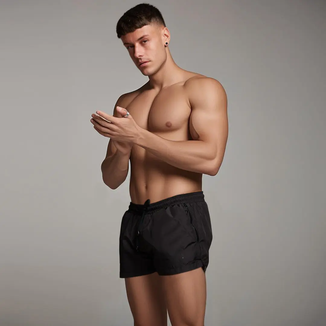 Men's Workout Running Shorts Drawstring with Mesh Lining Zipper Pocket Solid Colored Sports Outdoor Fitness Basic Casual