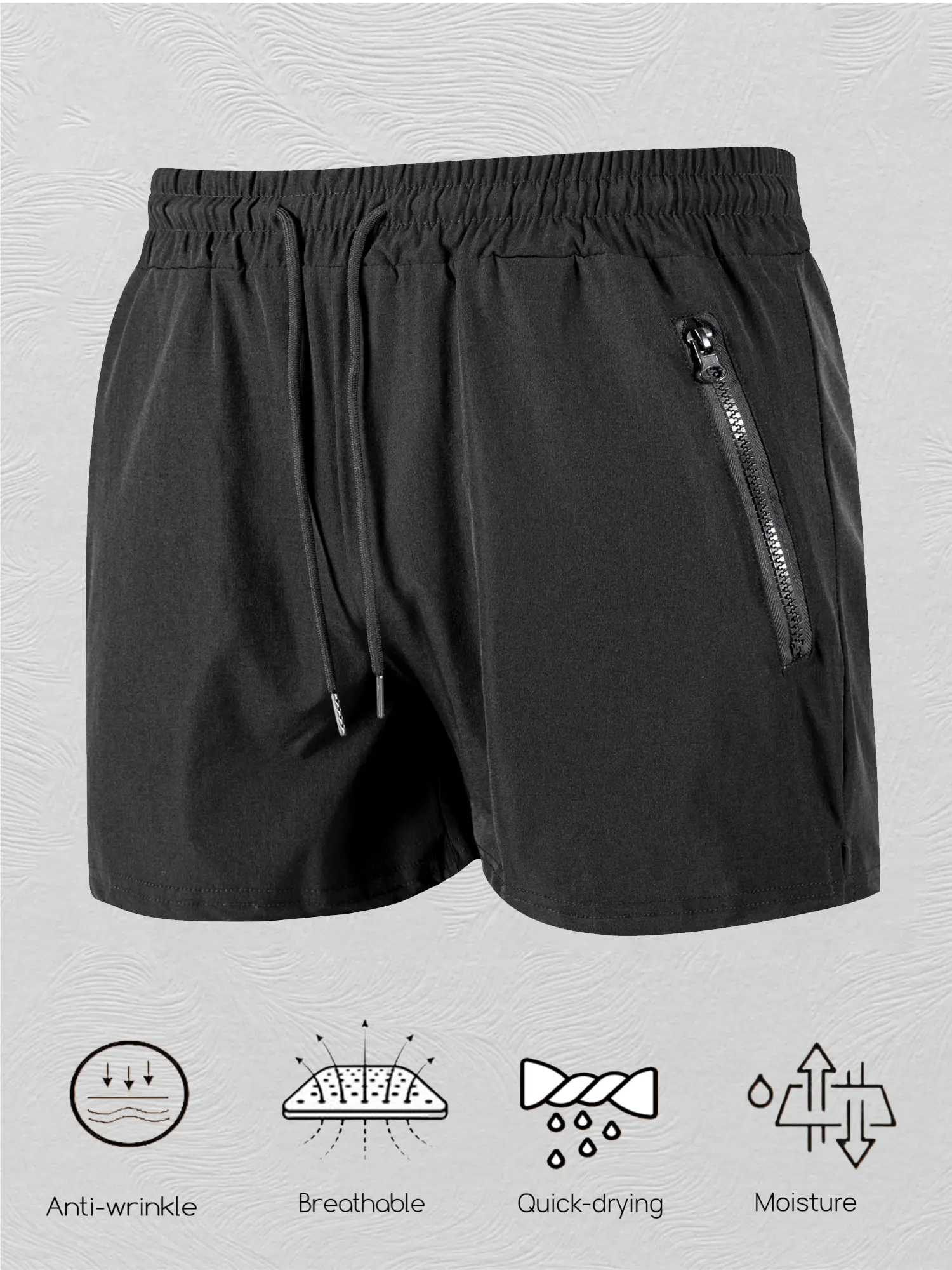 Men's Workout Running Shorts Drawstring with Mesh Lining Zipper Pocket Solid Colored Sports Outdoor Fitness Basic Casual