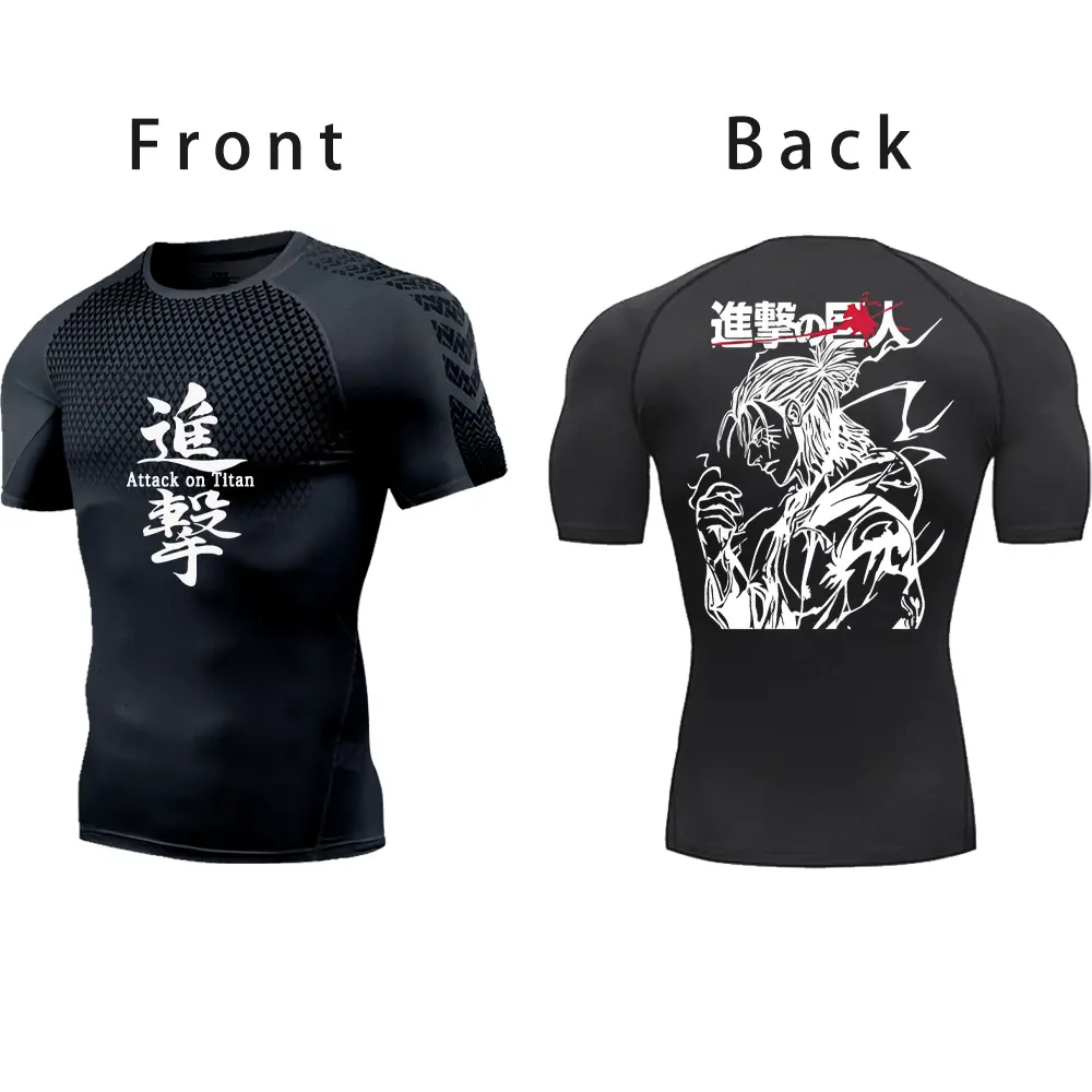 Attack on Titan Gym Shirts Men Fitness Gothic Quick Dry Compression Shirt Summer Manga Athletic shirts Casual Tops Undershirt