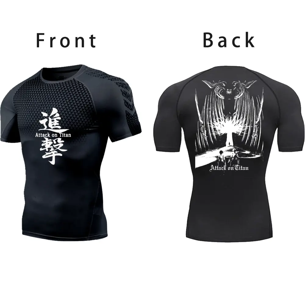 Attack on Titan Gym Shirts Men Fitness Gothic Quick Dry Compression Shirt Summer Manga Athletic shirts Casual Tops Undershirt