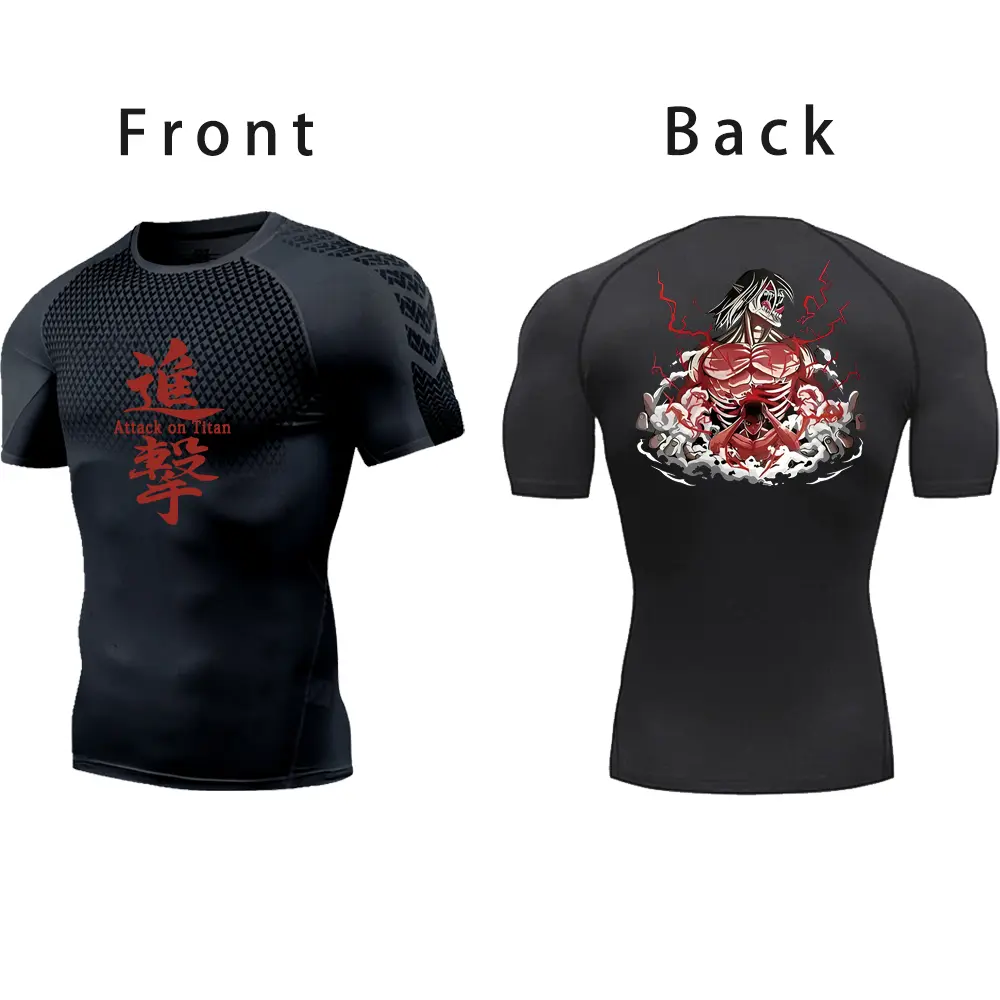Attack on Titan Gym Shirts Men Fitness Gothic Quick Dry Compression Shirt Summer Manga Athletic shirts Casual Tops Undershirt