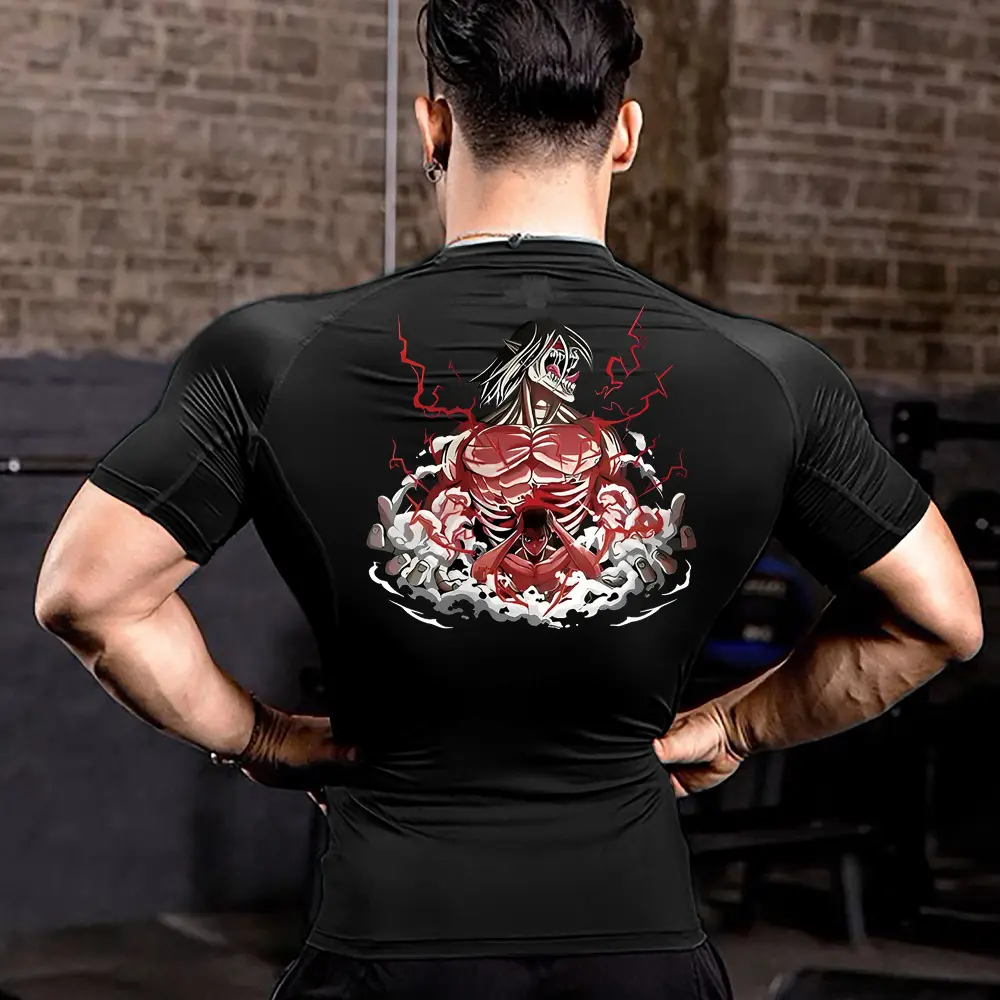 Attack on Titan Gym Shirts Men Fitness Gothic Quick Dry Compression Shirt Summer Manga Athletic shirts Casual Tops Undershirt