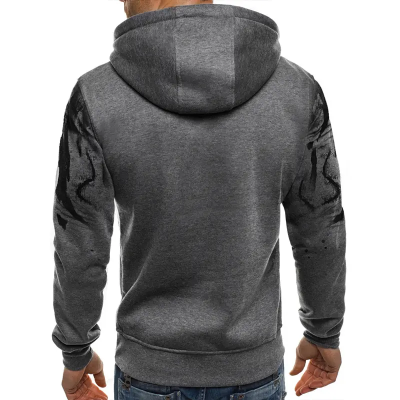 Men's Pullover Hoodie Sweatshirt Gradient Print Daily Fitness Sportswear Basic Casual Hoodies Oversize Sweatshirts Gray White