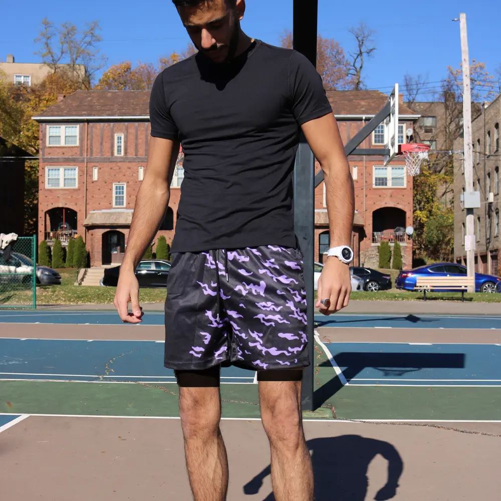 2PCS Anime Compression Sportswear Suit Men's Fitness Set Quick Dry Gothic Compression Shirt+Harajuk 2 in 1 Gym Shorts Summer