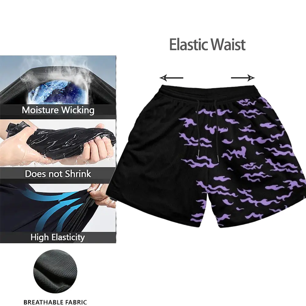 2PCS Anime Compression Sportswear Suit Men's Fitness Set Quick Dry Gothic Compression Shirt+Harajuk 2 in 1 Gym Shorts Summer