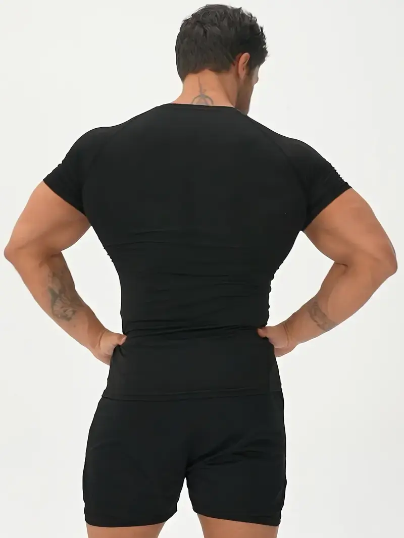 Men's Compression Shirts Fitness Snake Print Gym Shirts Quick Dry Rashguard Short Sleeve Sportswear Jogging Tops Tees Summer