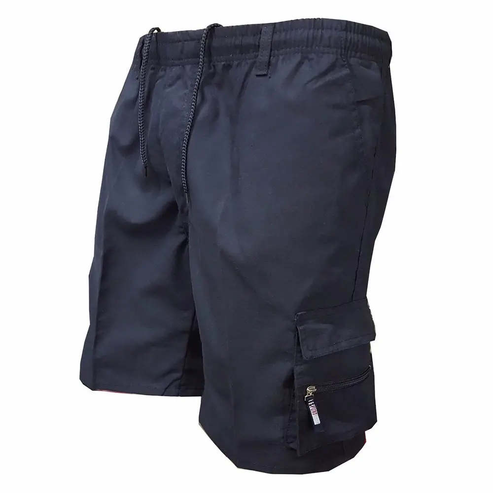 Men's Tactical Shorts Summer Casual Cargo Shorts Knee-length Multi-pockets Elastic Waist Work Hiking Overalls Short Pants Male