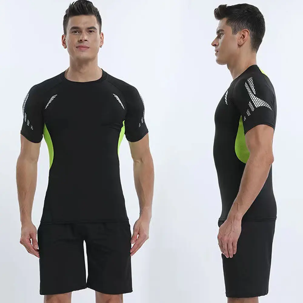 Men's Running Compression Shirts Short Sleeve Sport Gym Tees Fitness Quick Dry Sweatshirt Jogging Tracksuit Athletic Shirt Tops